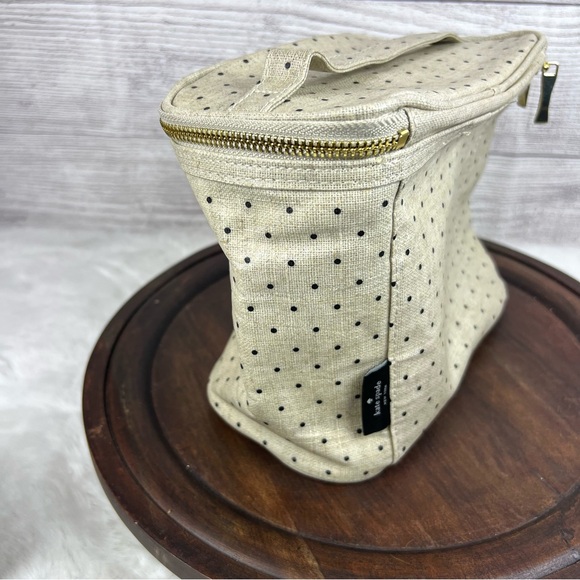 Kate Spade “Out to Lunch” Lunch Tote Beige Black Polka Dot Travel Work Insulated - Picture 3 of 13